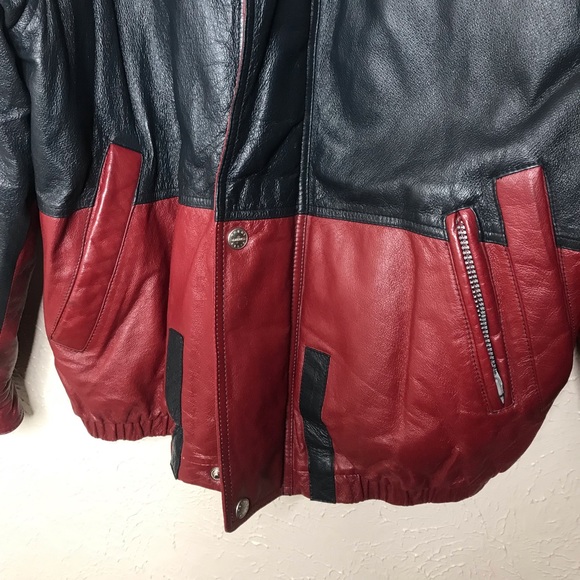 VTG Perry Ellis America 90s Leather Varsity Jacket - Picture 3 of 13
